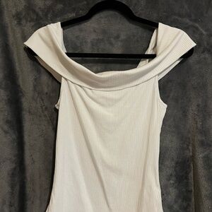 White Ribbed Off the Shoulder Top from Old Navy